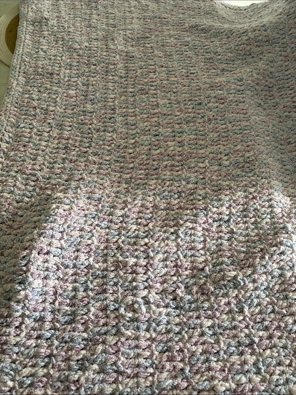 Soft Chunky Knit Throw Blanket in Blush and Gray - Cozy Home Accent